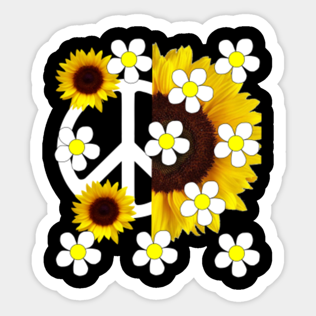 Sunflower Peace Sign Art Sunflower Sticker TeePublic